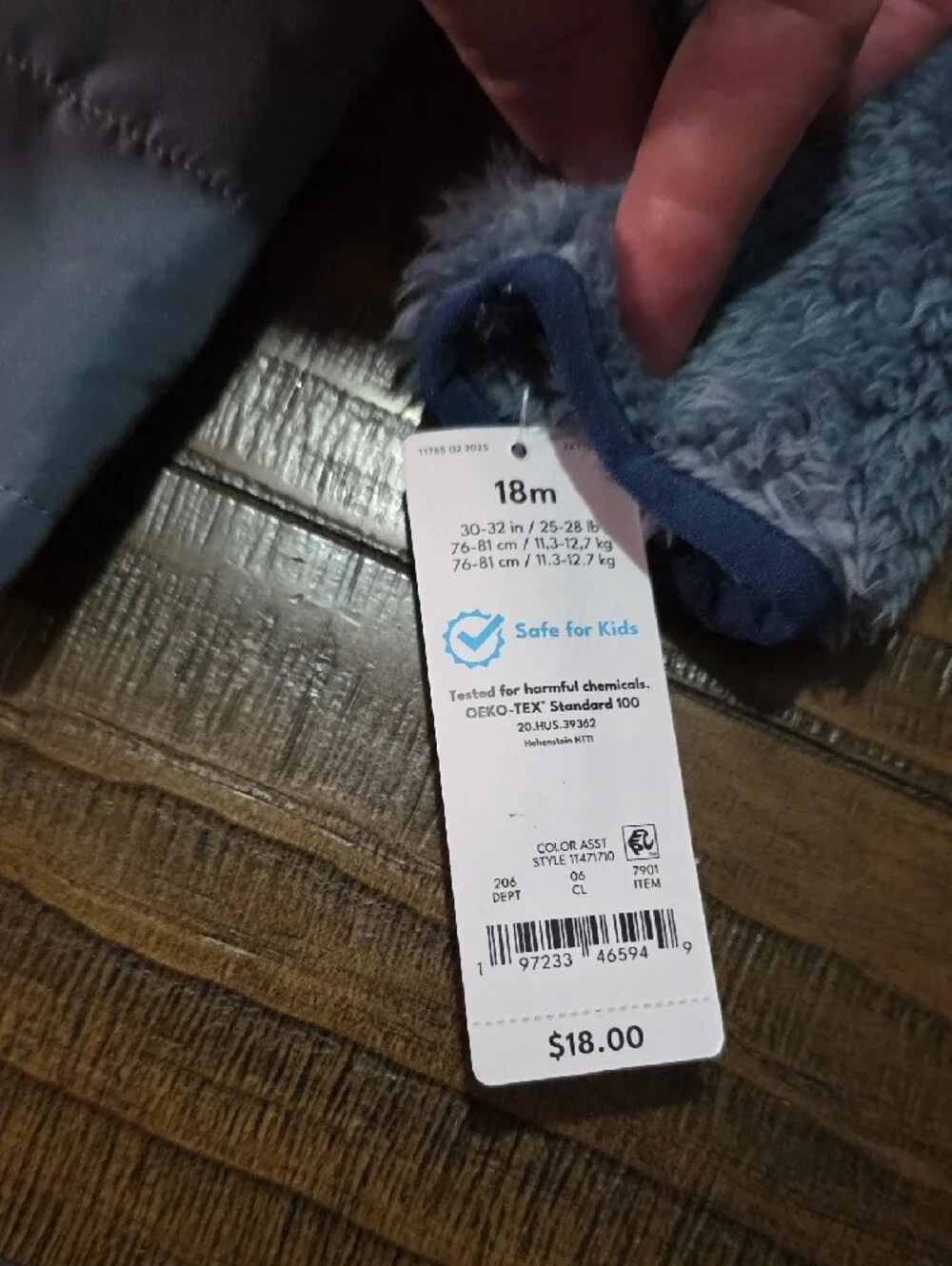 Carter's Plush Hooded Puffer Jacket - Dusty Blue